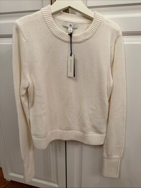 Banana Republic silk-cotton Off-White Knit Crewneck Sweater S NWT